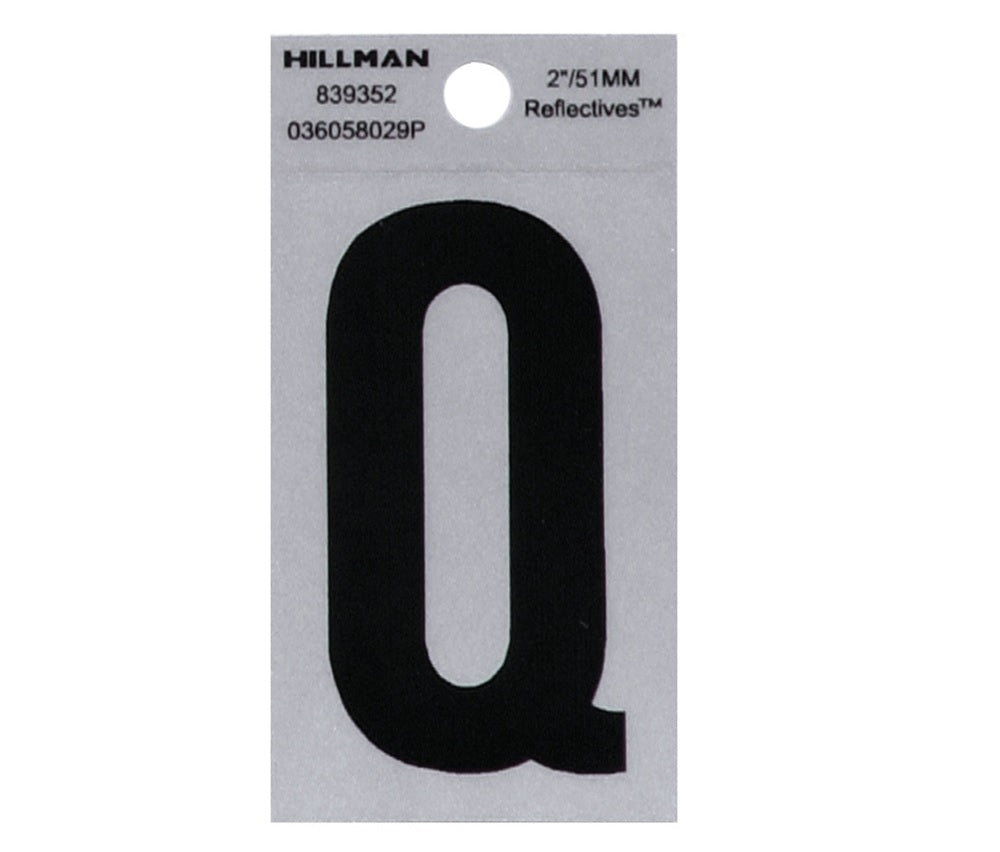 Hillman 839352 Reflective Mylar Self-Adhesive Letter, Black, 1 pc