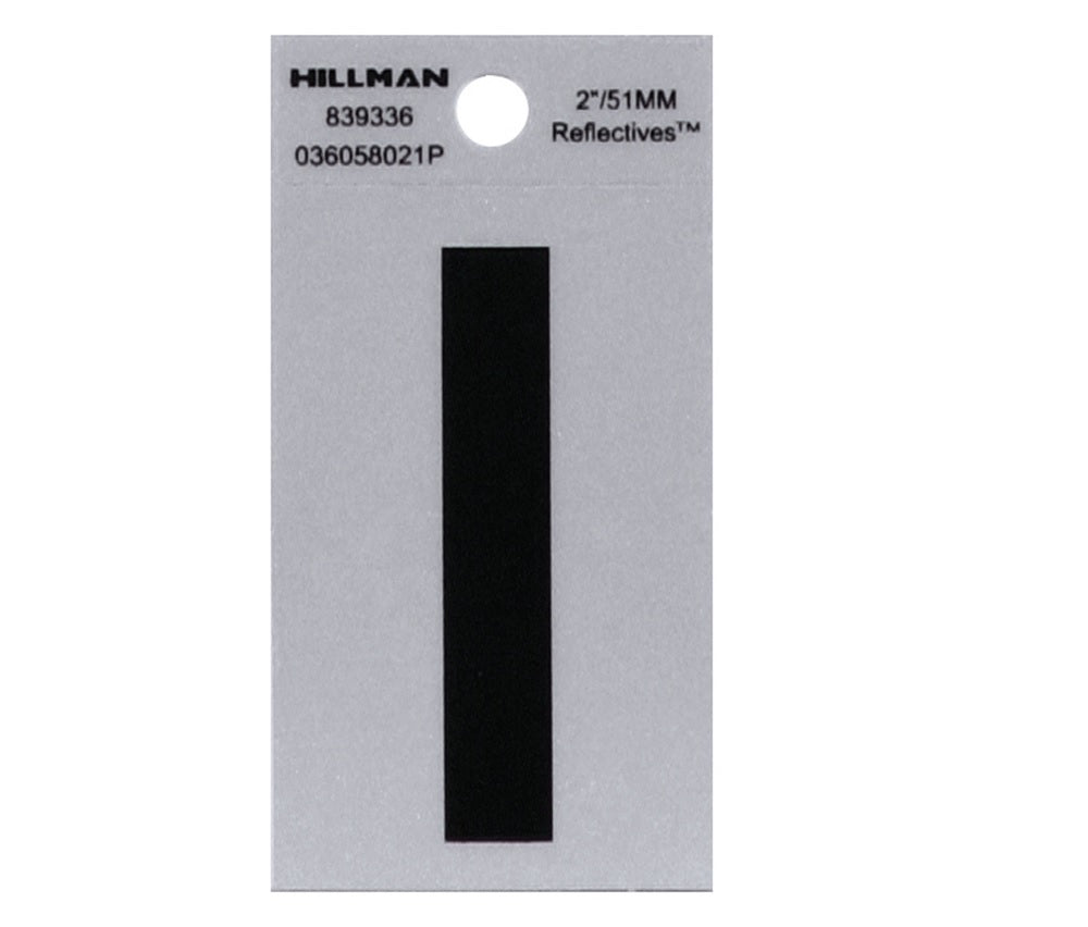 Hillman 839336 Reflective Mylar Self-Adhesive Letter, Black, 1 pc.