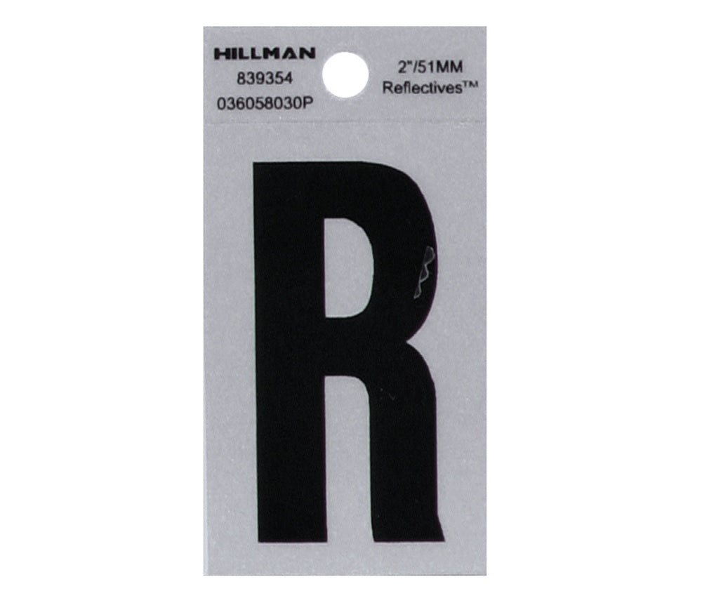 Hillman 839354 Reflective Mylar Self-Adhesive Letter, Black, 1 pc