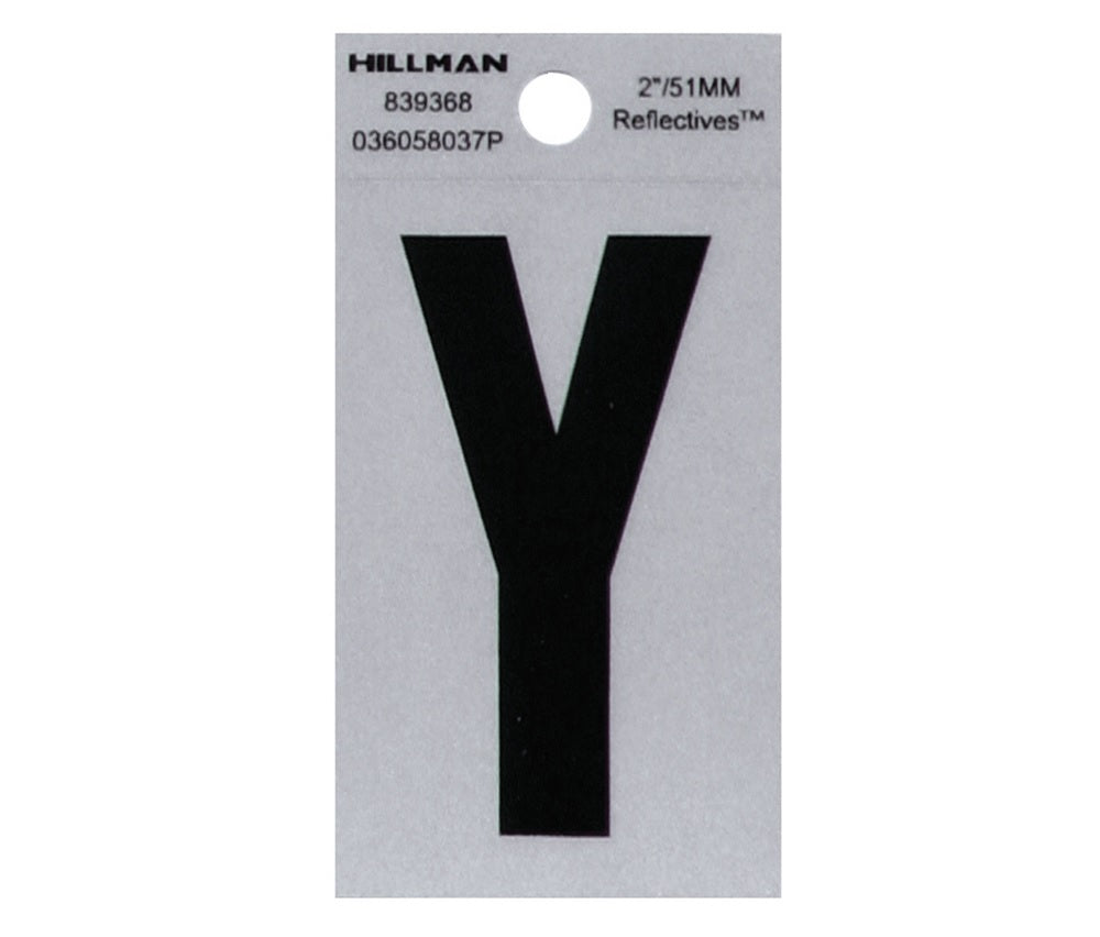 Hillman Reflective Mylar Self-Adhesive Letter, Black, 1 pc