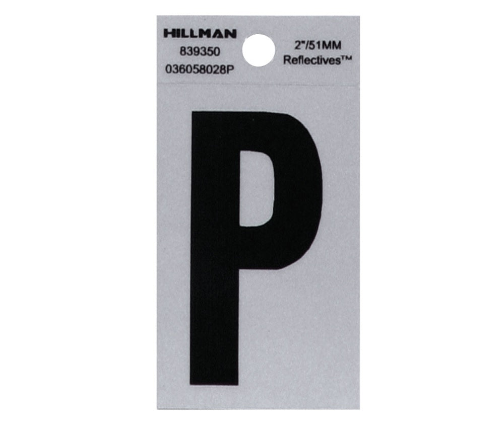 Hillman 839350  Reflective Mylar Self-Adhesive Letter, Black, 1 pc