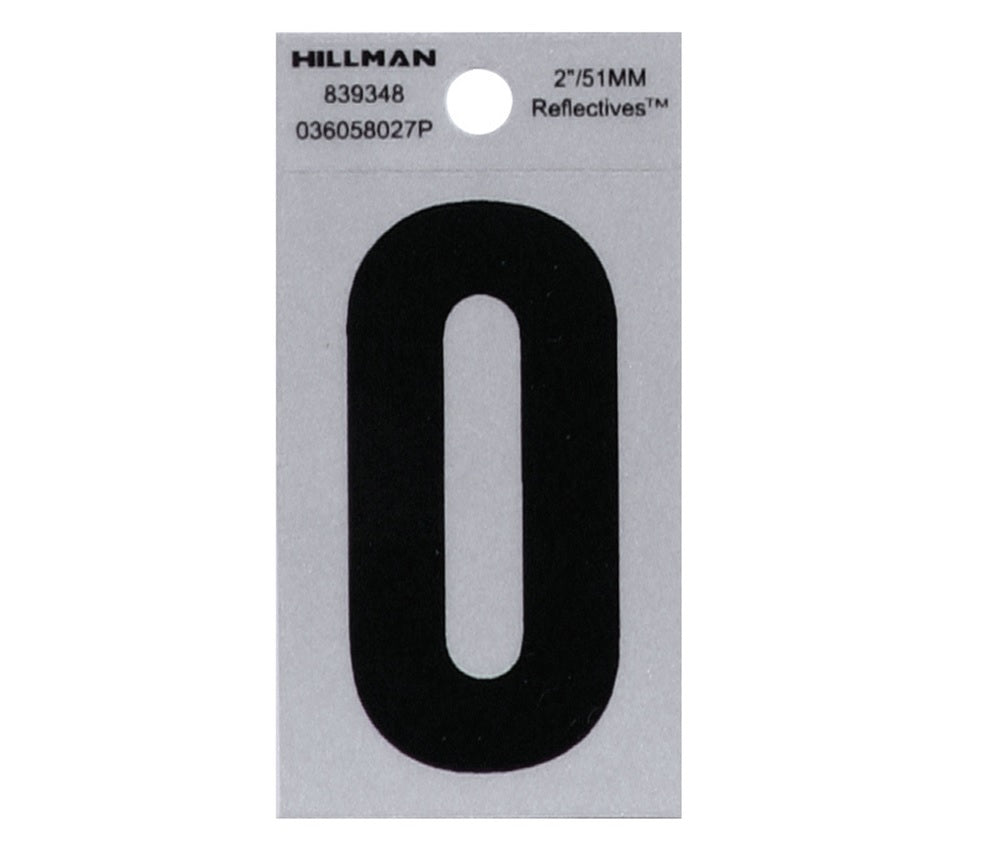 Hillman 839348 Reflective Mylar Self-Adhesive Letter, Black, 1 pc