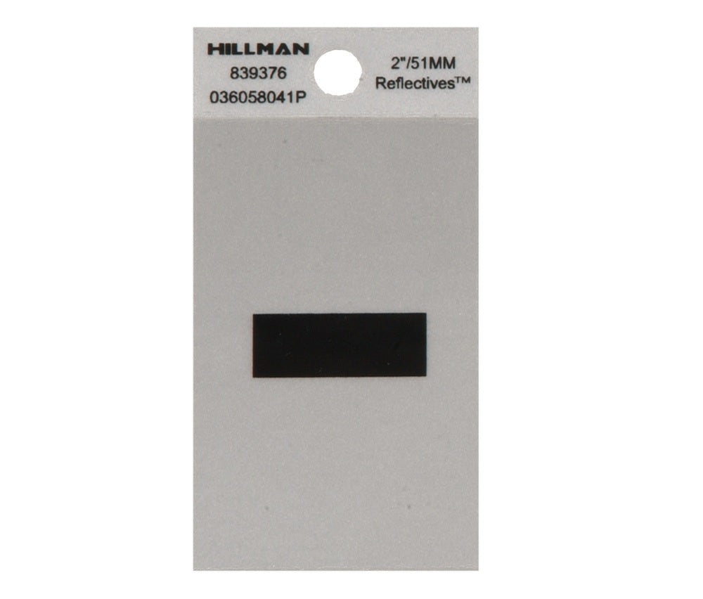 Hillman Reflective Self-Adhesive Special Character Hyphen, Black, 1 pc.