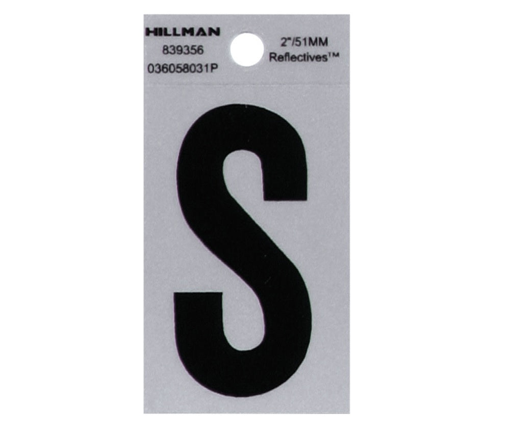 Hillman 839356 Reflective Black Mylar Self-Adhesive Letter, Black, 1 pc.