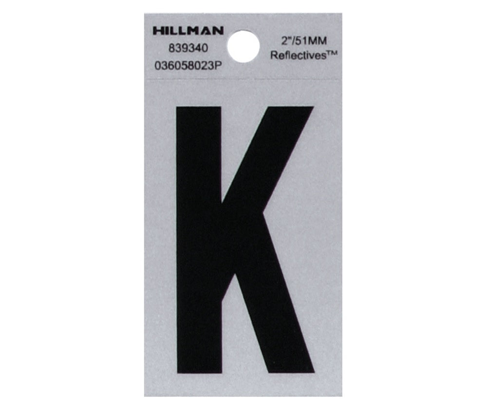 Hillman 839340 Reflective Mylar Self-Adhesive Letter, Black, 1 pc