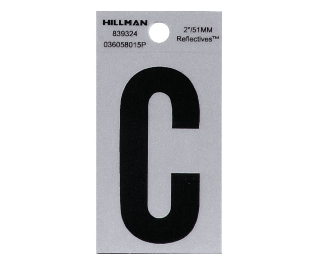 Hillman 839324 Reflective Mylar Self-Adhesive Letter, Black, 1 pc