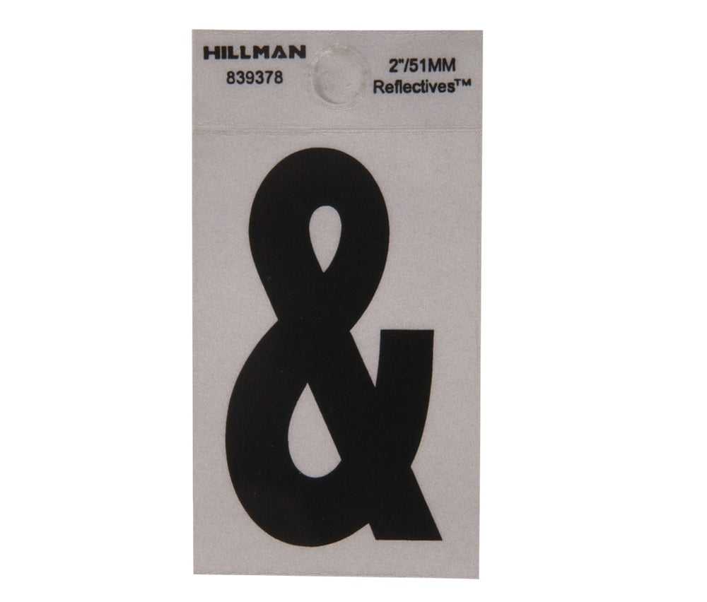 Hillman 839378 Reflective Self-Adhesive Special Character Ampersand, Black, 1 pc