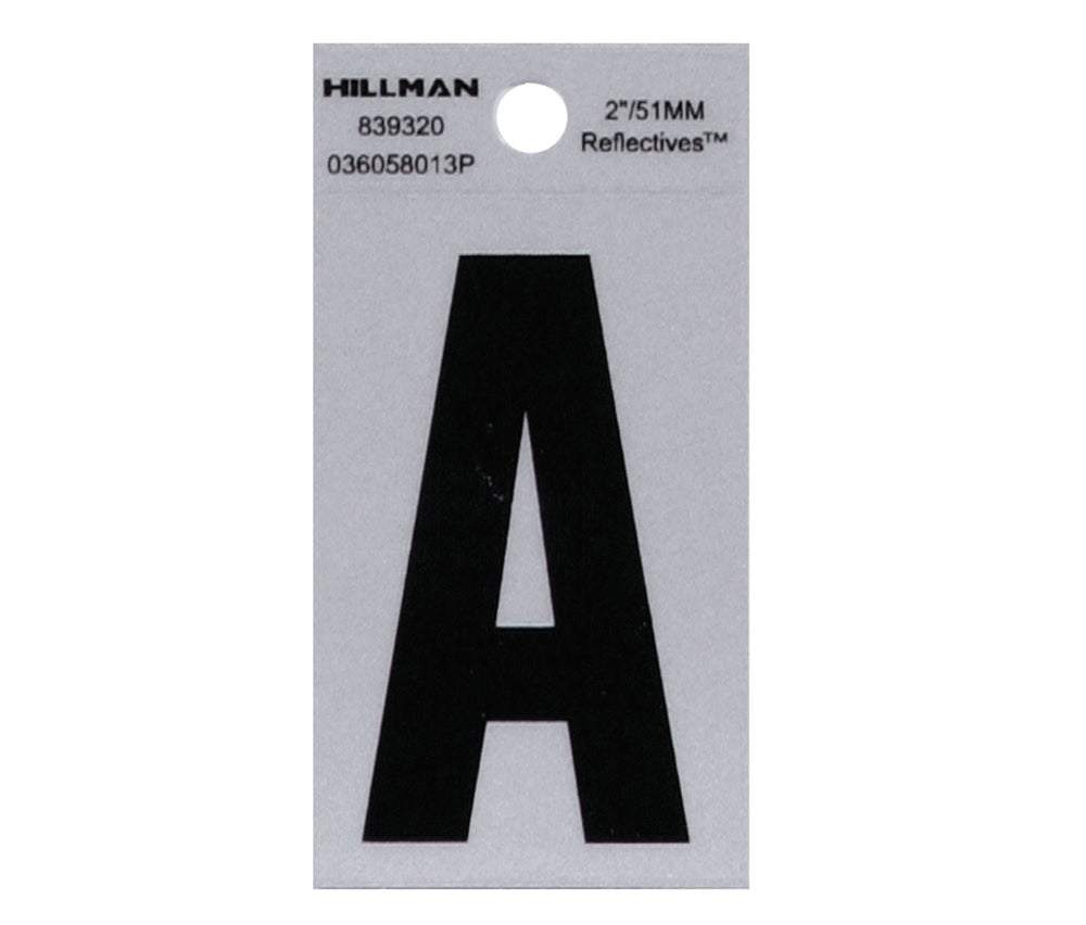 Hillman 839320 Reflective Mylar Self-Adhesive Letter, Black, 1 pc.