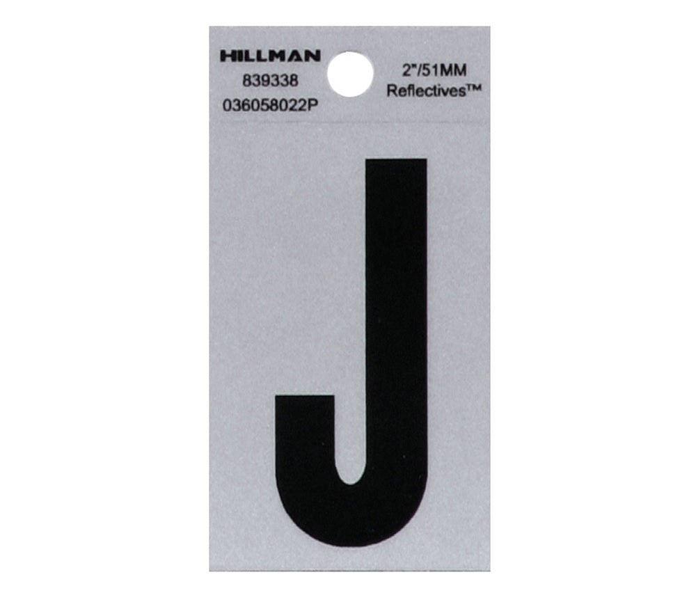 Hillman 839338 Reflective Mylar Self-Adhesive Letter, Black, 1 pc