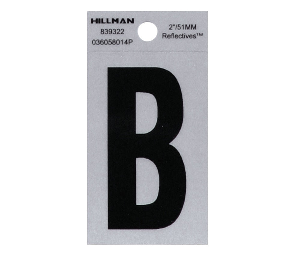Hillman 839322Reflective Mylar Self-Adhesive Letter, Black, 1 pc.