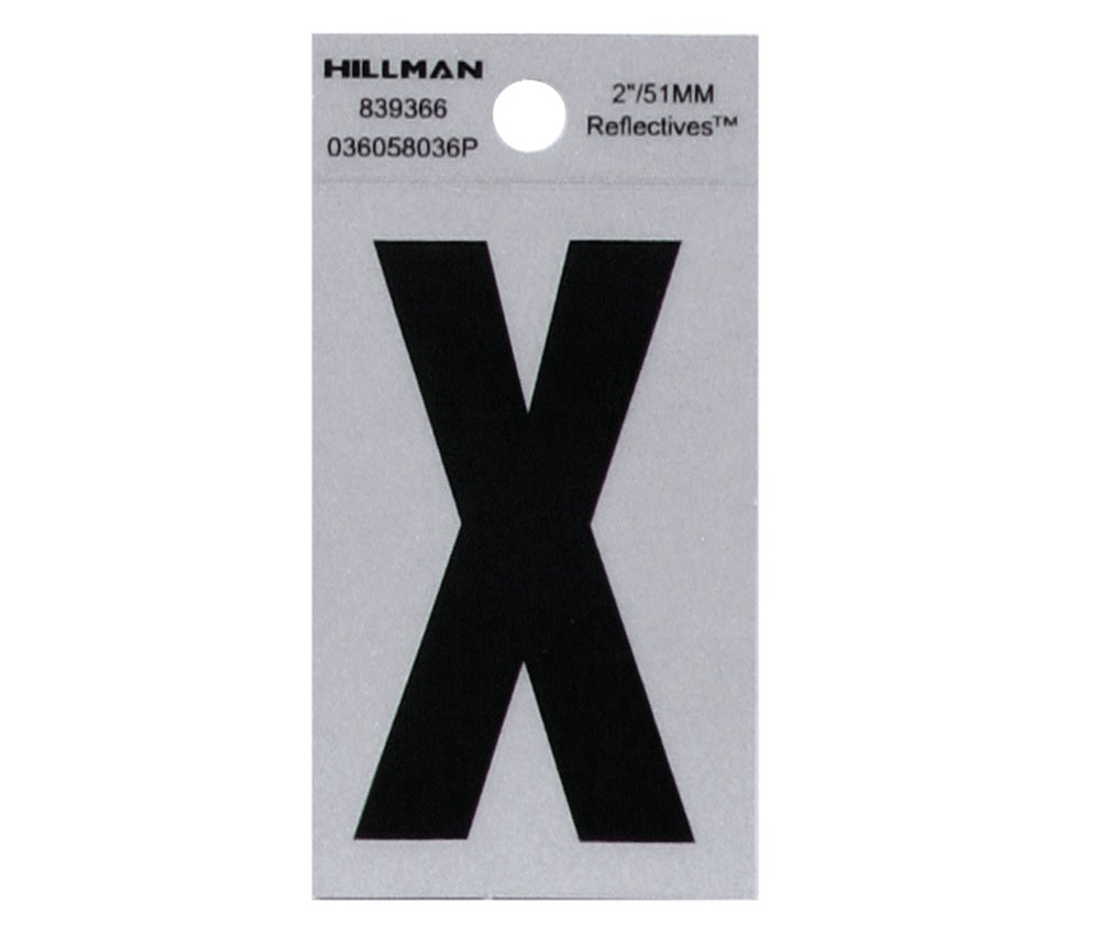 Hillman 839366 Reflective Mylar Self-Adhesive Letter, Black, 1 pc