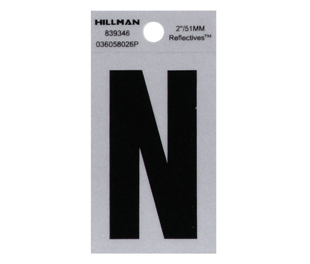 Hillman 839346 Reflective Mylar Self-Adhesive Letter, Black, 1 pc