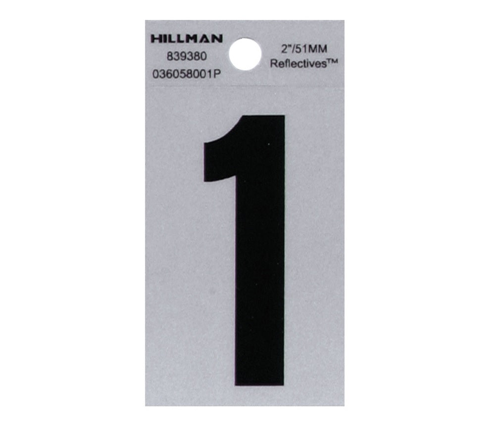 Hillman 839380 Reflective Mylar Self-Adhesive Number, Black, 1 pc