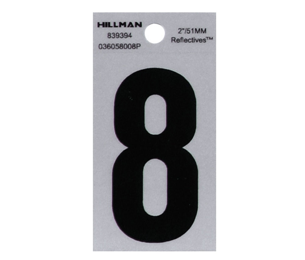 Hillman 839394 Reflective Mylar Self-Adhesive Number, Black, 1 pc.