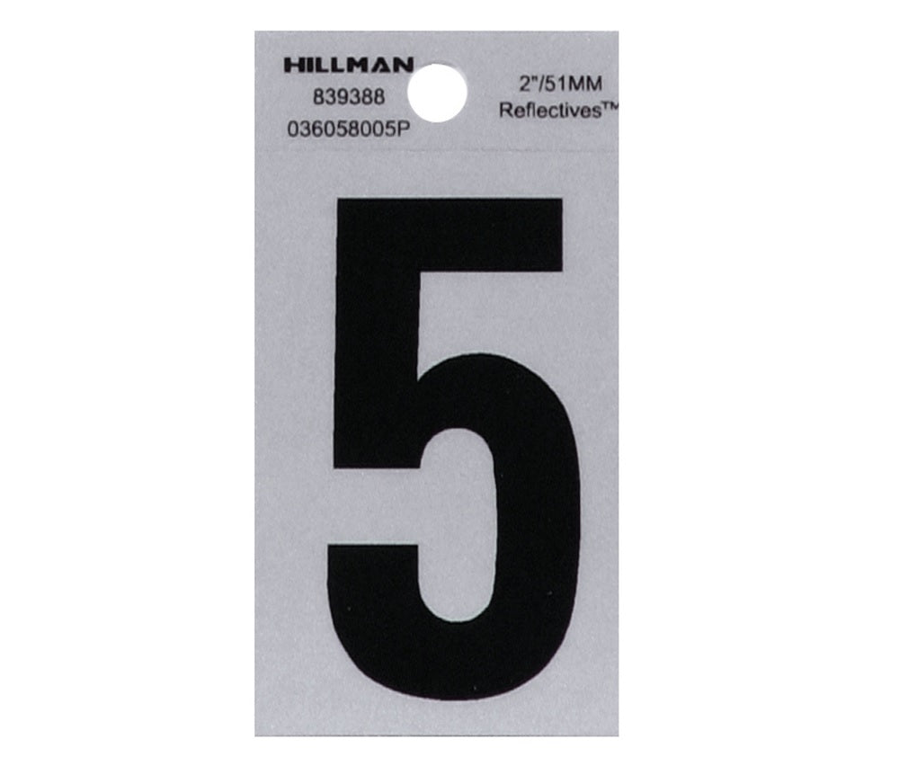 Hillman 839388 Reflective Mylar Self-Adhesive Number, Black, 1 pc