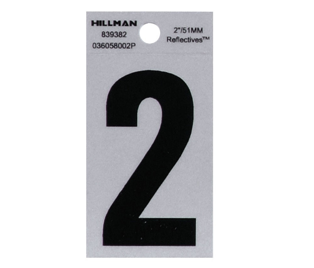 Hillman 839382 Reflective Mylar Self-Adhesive Number, Black, 1 pc