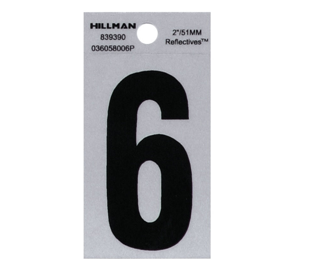 Hillman 839390 Reflective Mylar Self-Adhesive Number, Black, 1 pc