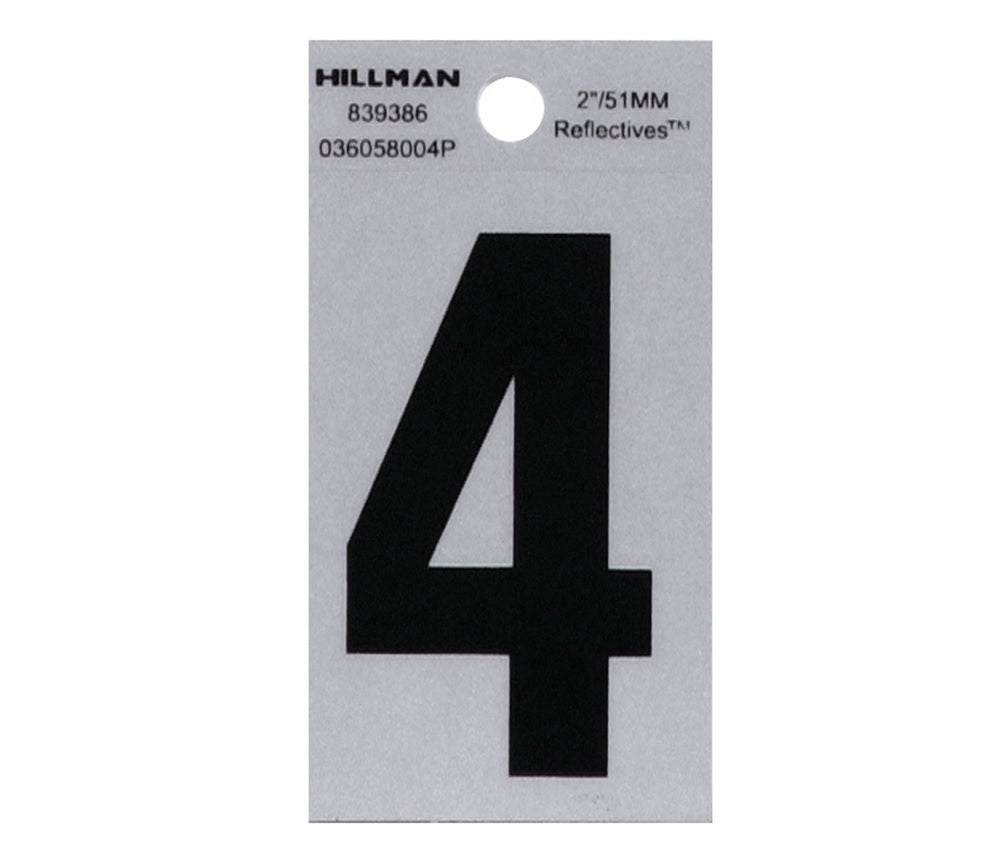 Hillman 839386 Reflective Mylar Self-Adhesive Number, Black, 1 pc