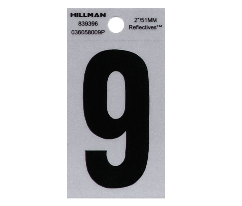 Hillman 839396 Reflective Mylar Self-Adhesive Number, Black, 1 pc.
