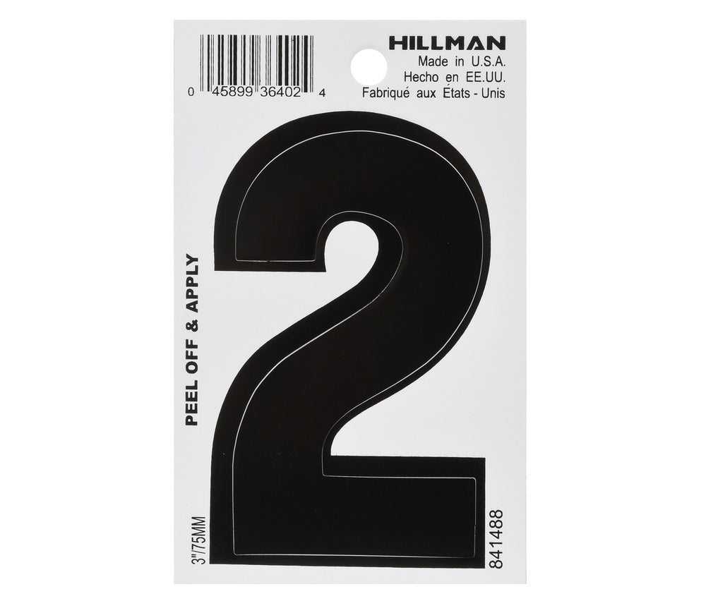 Hillman 841488 Vinyl Self-Adhesive Number, 3", Black, 1 pc.