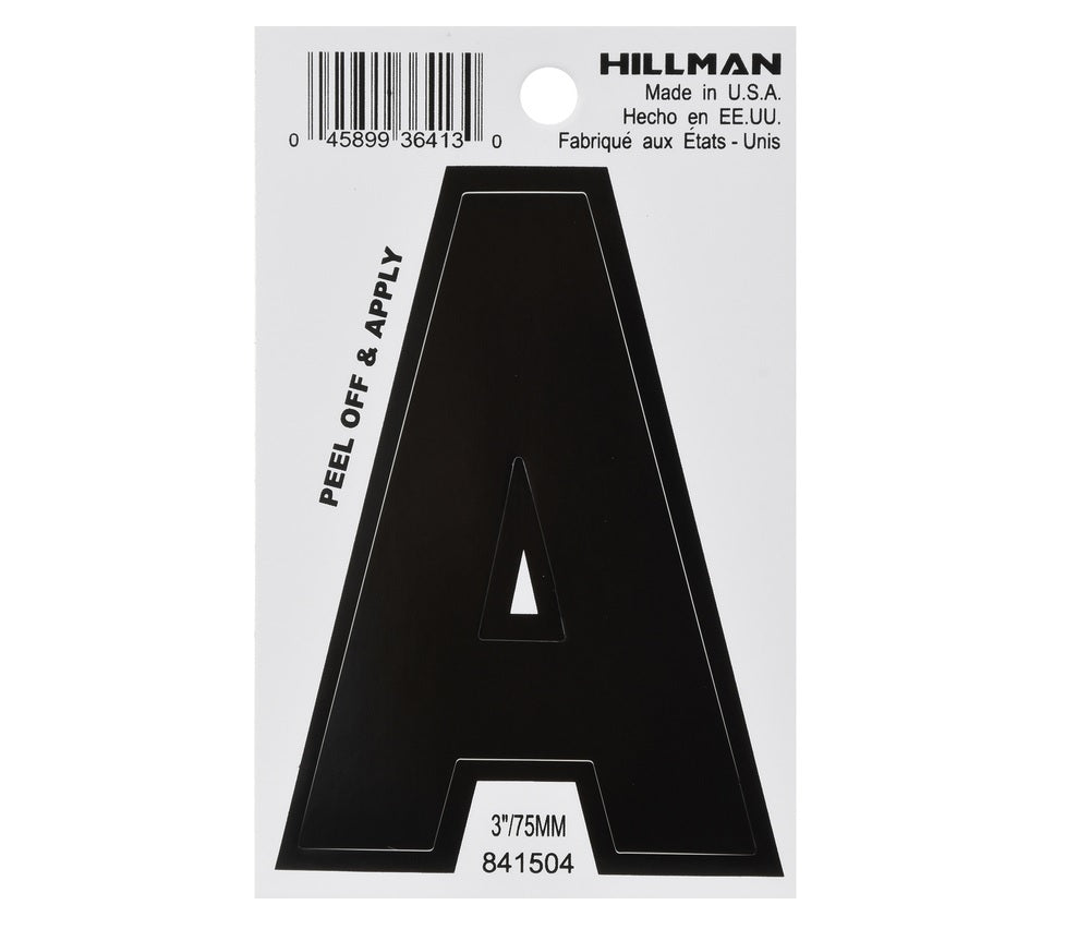 Hillman 841504 Vinyl Self-Adhesive Letter, 3", Black, 1 pc