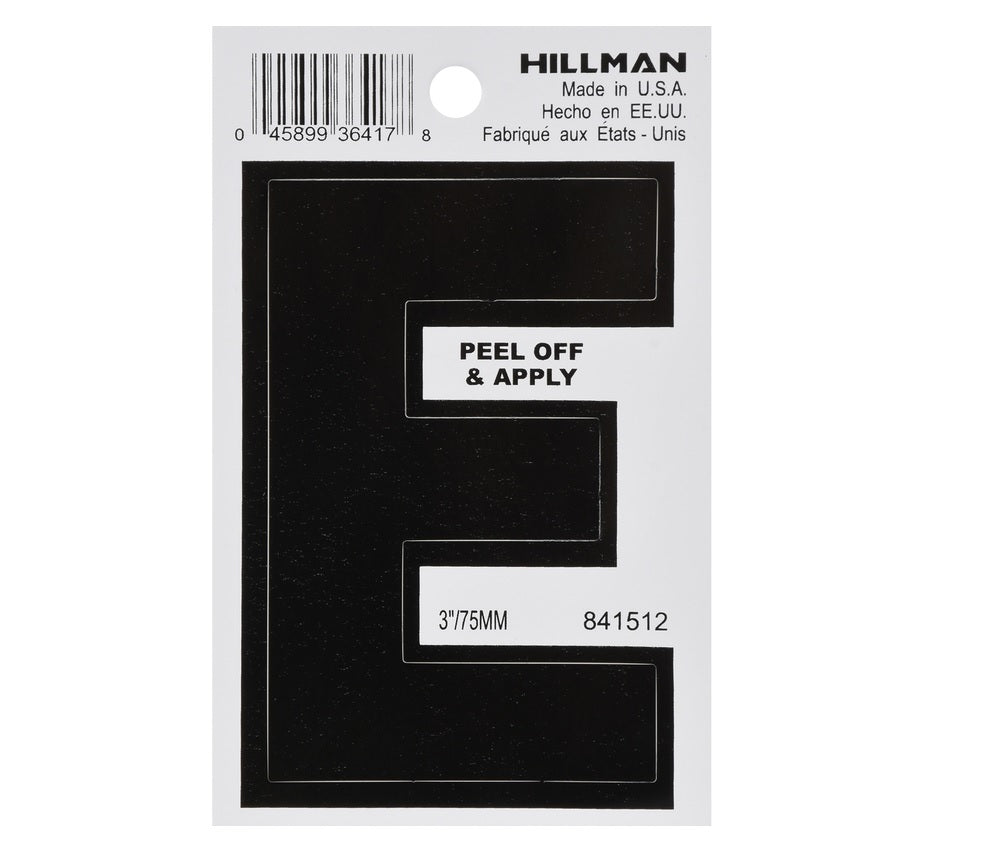 Hillman 841512 Vinyl Self-Adhesive Letter, Black, 1 pc