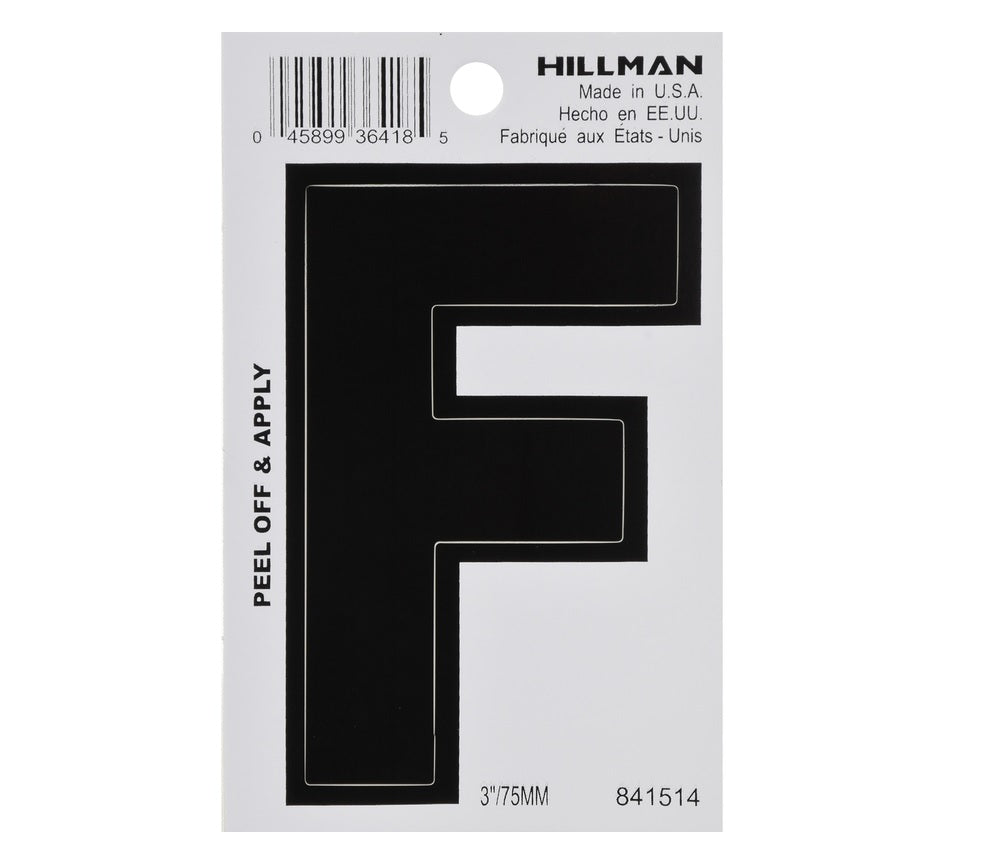 Hillman 841514 Vinyl Self-Adhesive Letter, Black, 1 pc