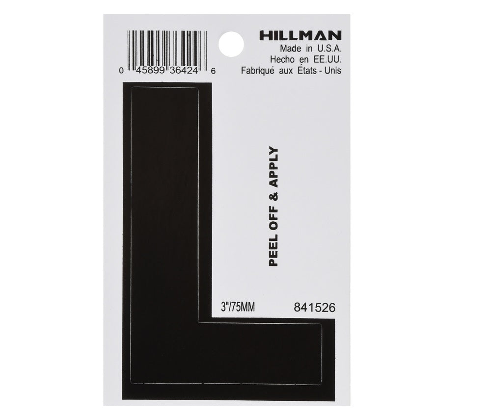 Hillman 841526 Vinyl Self-Adhesive Letter, Black, 1 pc.