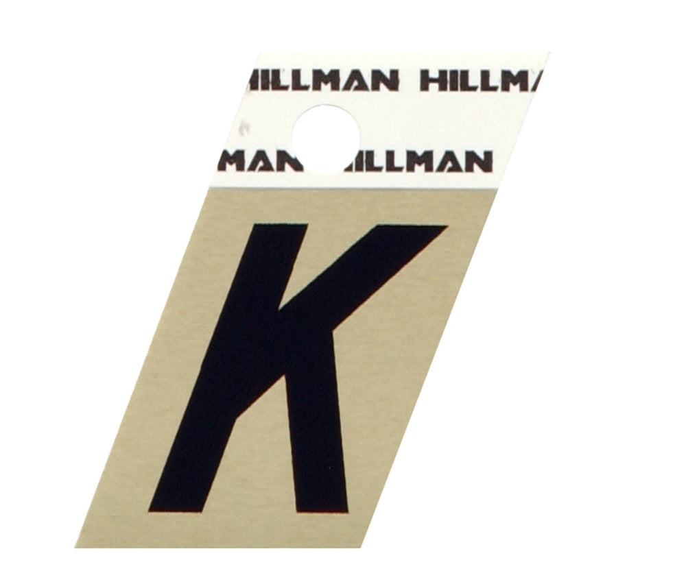 Hillman 840514 Reflective Metal Self-Adhesive Letter, Black, 1 pc.