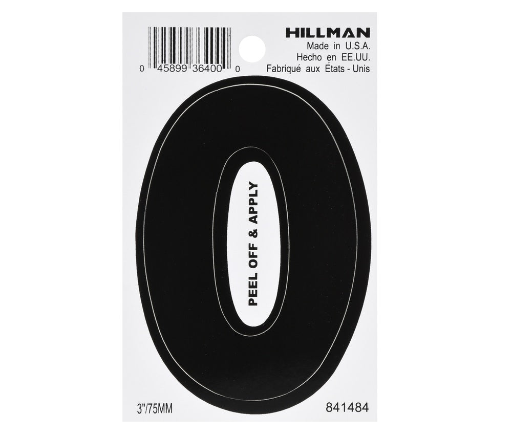 Hillman 841484 Vinyl Self-Adhesive Number, Black, 1 pc