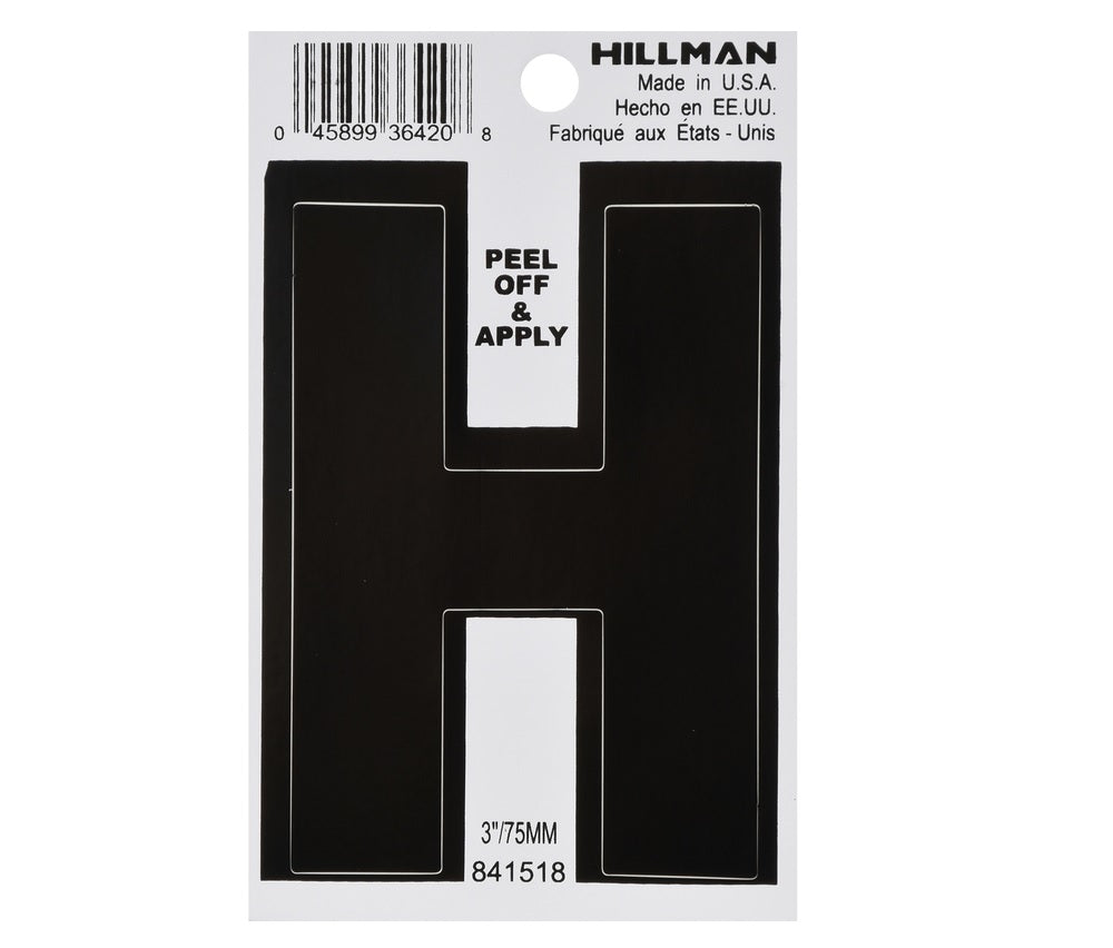 Hillman 841518 Vinyl Self-Adhesive Letter, Black, 1 pc.