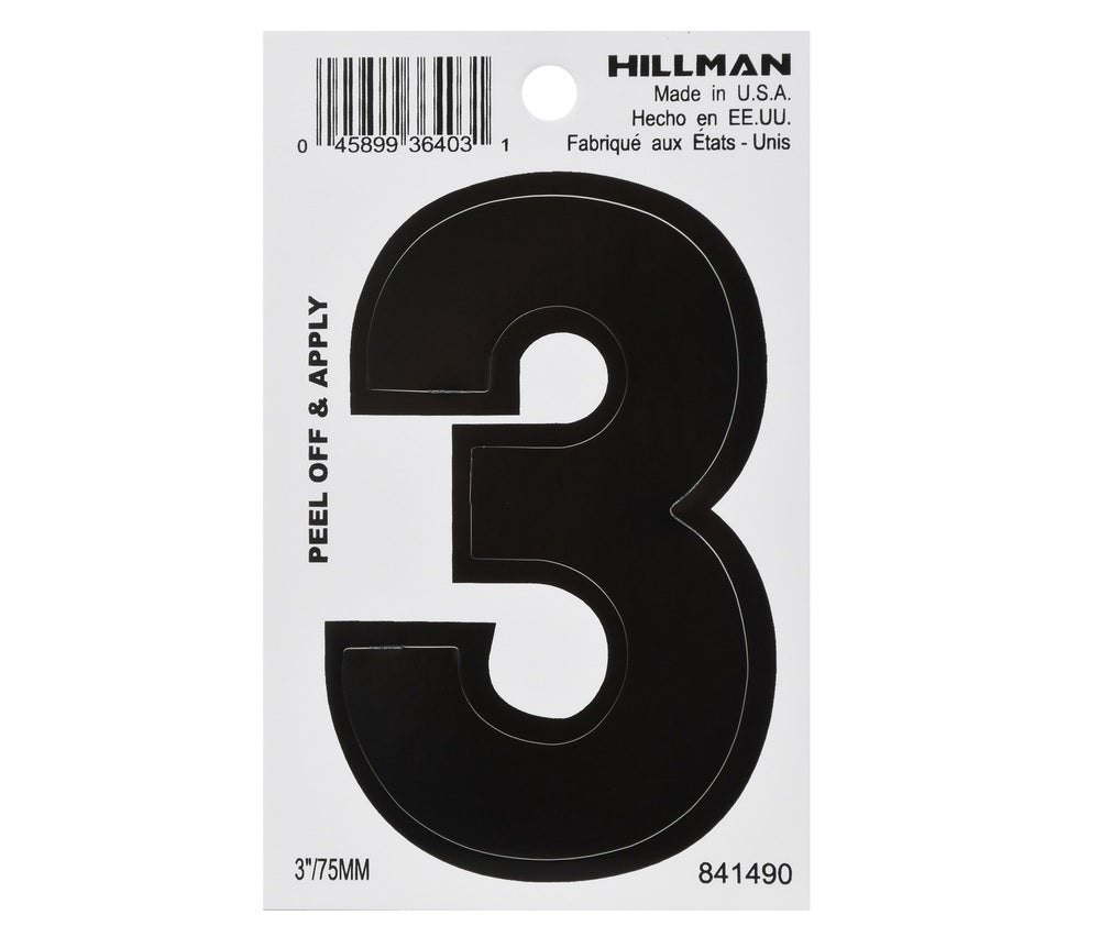 Hillman 841490 Vinyl Self-Adhesive Number, Black, 1 pc