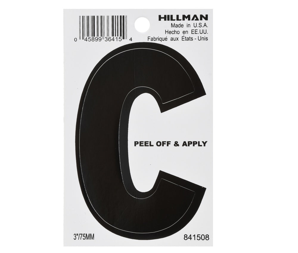 Hillman 841508 Vinyl Self-Adhesive Letter, 3", Black, 1 pc