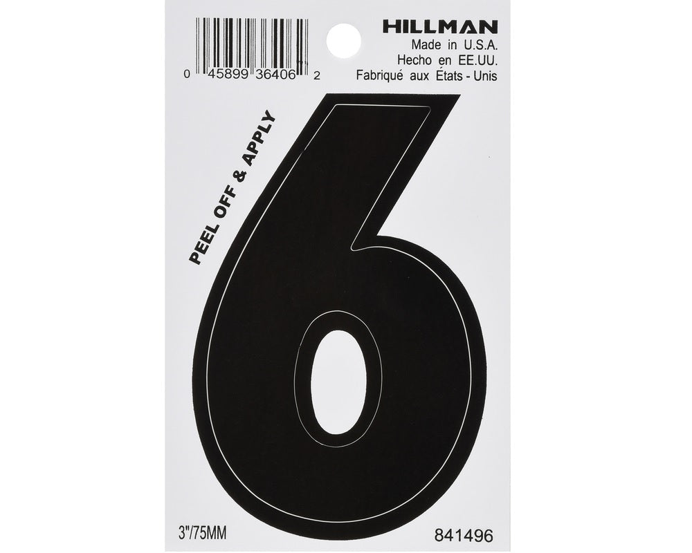 Hillman 841496 Vinyl Self-Adhesive Number, Black, 1 pc