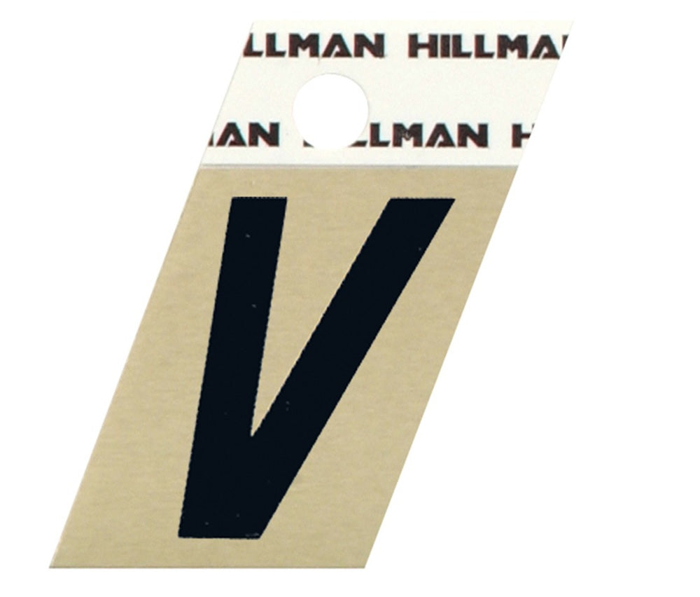 Hillman 840536 Reflective Black Metal Self-Adhesive Letter V 1 pc.
