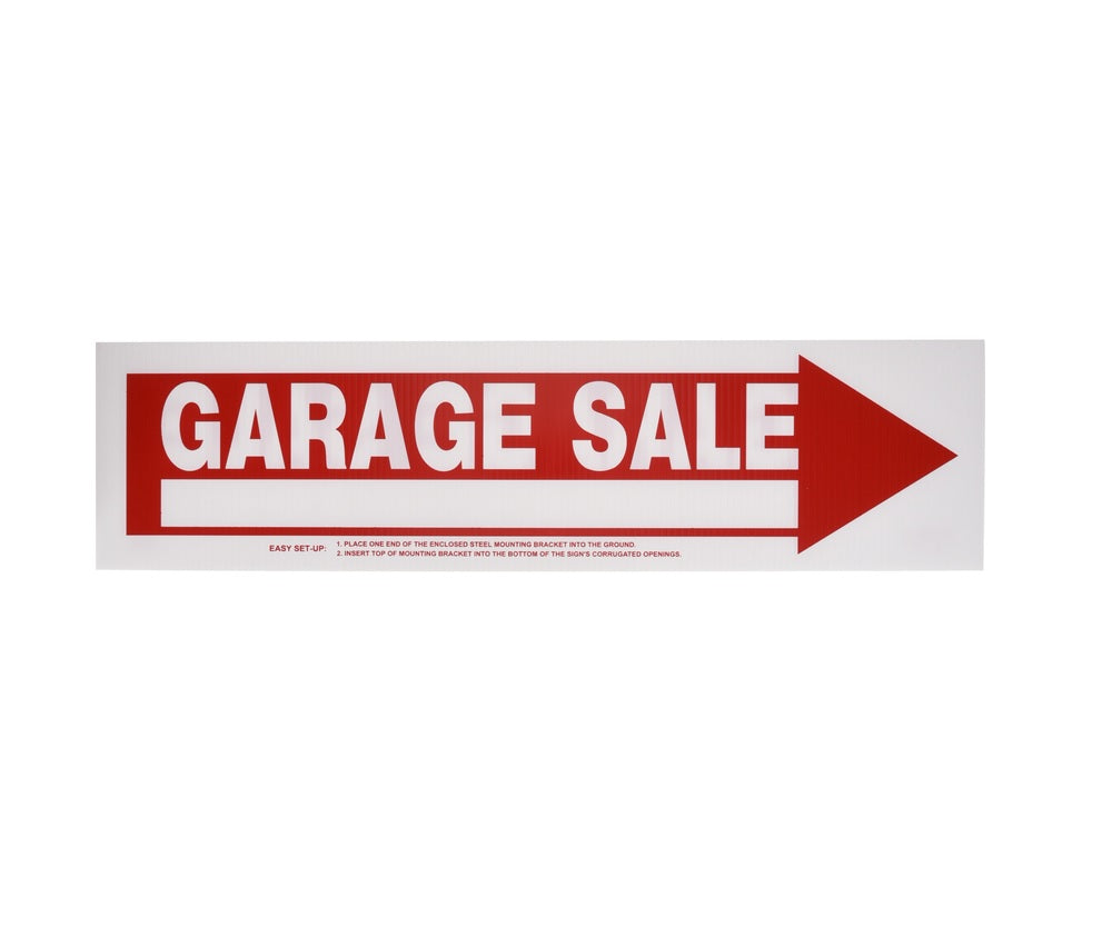 Hillman 842228 English Garage Sale Sign, 6" x 24", White