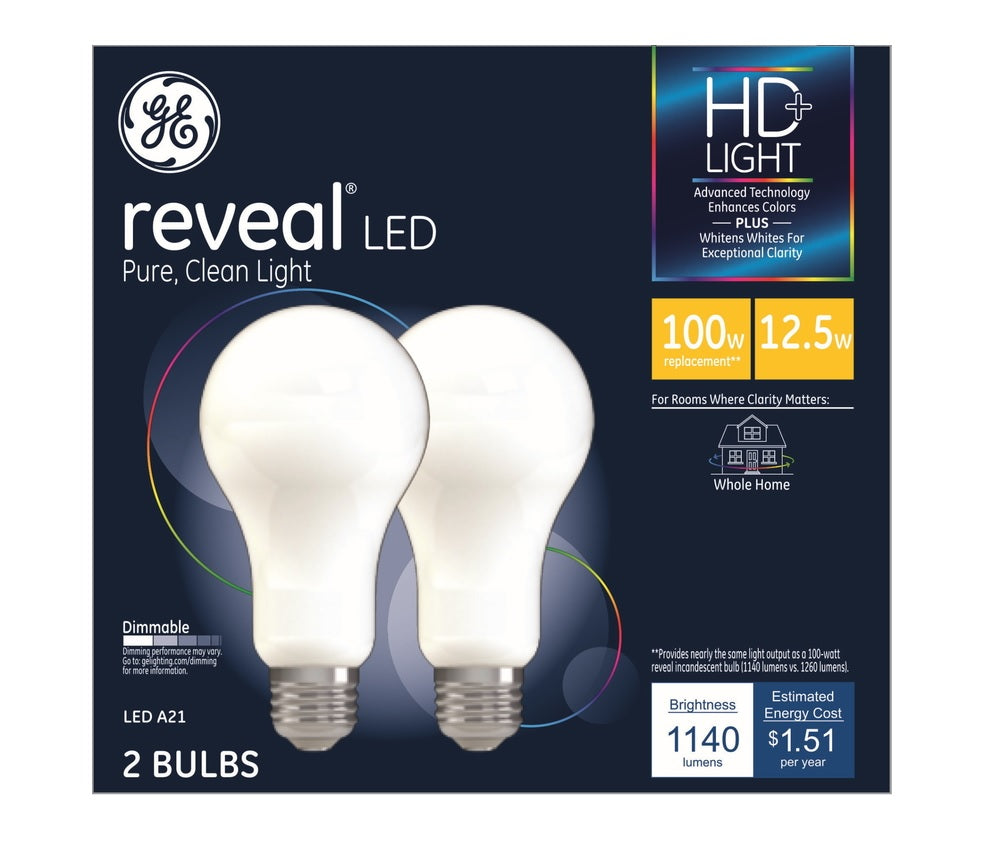 GE Lighting 93115562 Reveal HD+ LED Bulb Pure Clean Light, White
