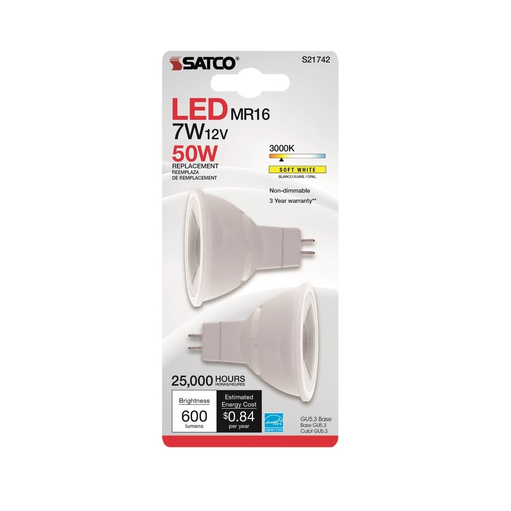 Satco S21742 Soft White LED Bulb, 50 Watt, 2 pack