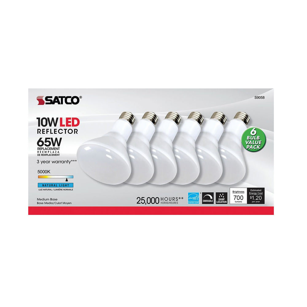 Satco S9058 E26 (Medium) Natural Light LED Bulb, 65 Watt, 6 pk