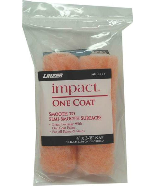 Linzer MR 103-2 4IN Impact One Coat Paint Roller Cover Set, 4" x 3/8" NAP