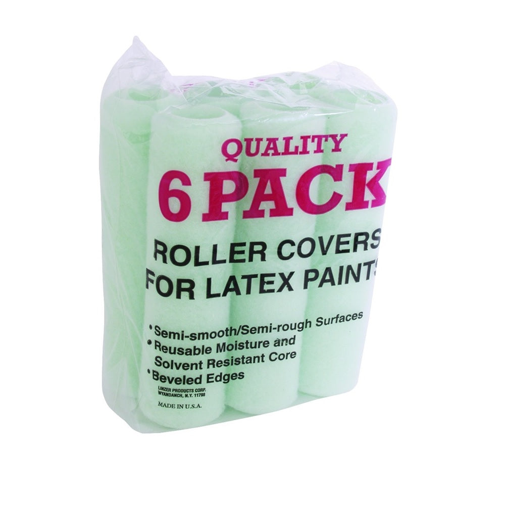 Linzer RC 139 Paint Roller Cover, 3/8 Inch x 9 Inch, 6 Pack
