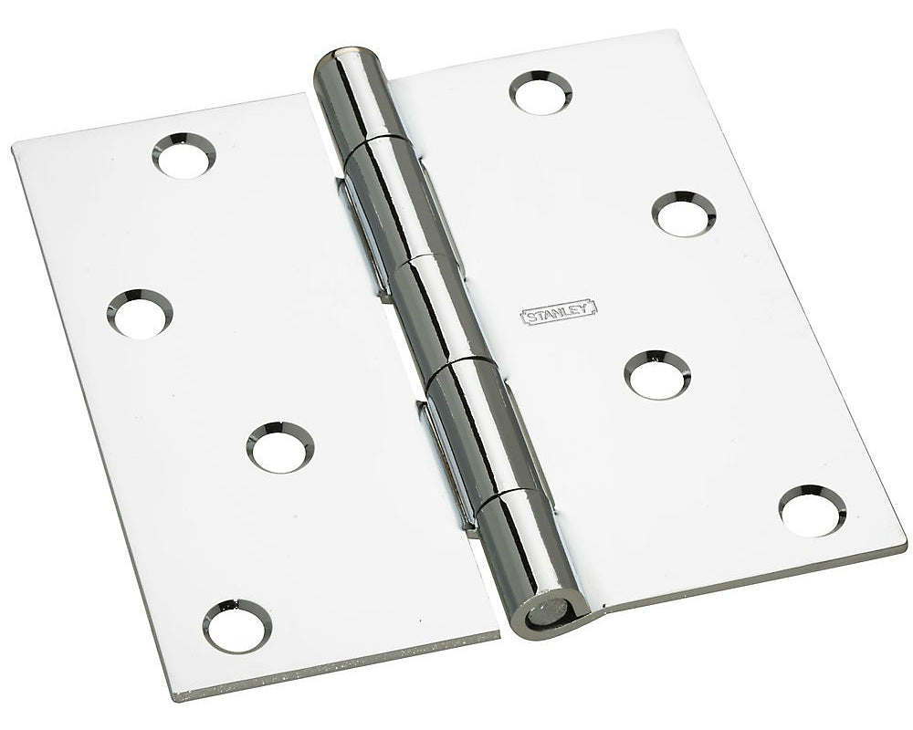National Hardware N830-186 Full Mortise Square Corner Door Hinge, 4" L, Steel
