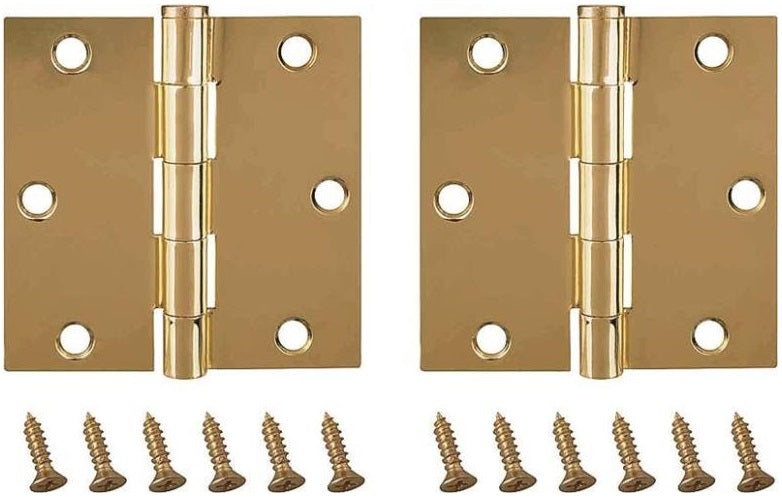 Prosource BH-202PB-PS Residential Door Hinges, Bright Brass, 2/Pack