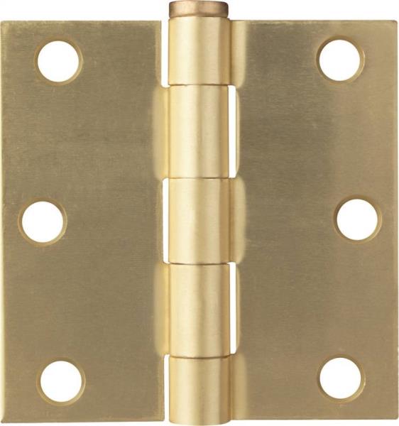 Prosource BH-BS03-PS Square Corner Residential Door Hinges, Satin Brass, 3"