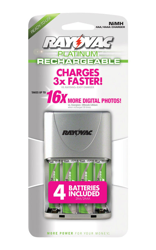 Rayovac PS134-4B GEN (PS133-4B) Platinum AA/AAA Rechargeable Battery Kit, 1.2 volts