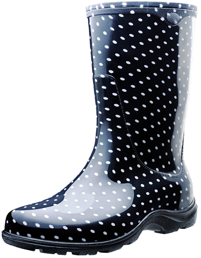 Women's Rain and Garden Boots, Black/White Polka Dot Print, low price ...
