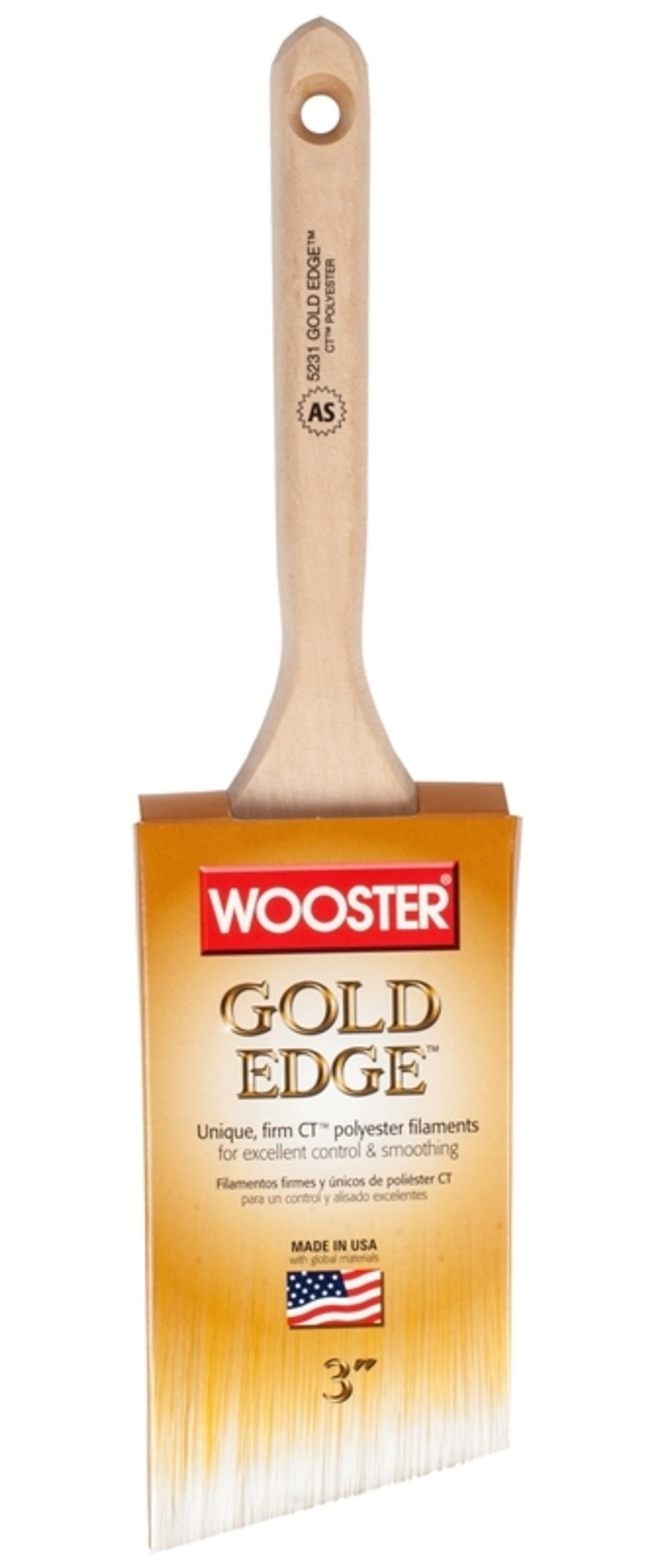 Wooster 5231-3 Gold Edge Angle Sash Brush, 3"