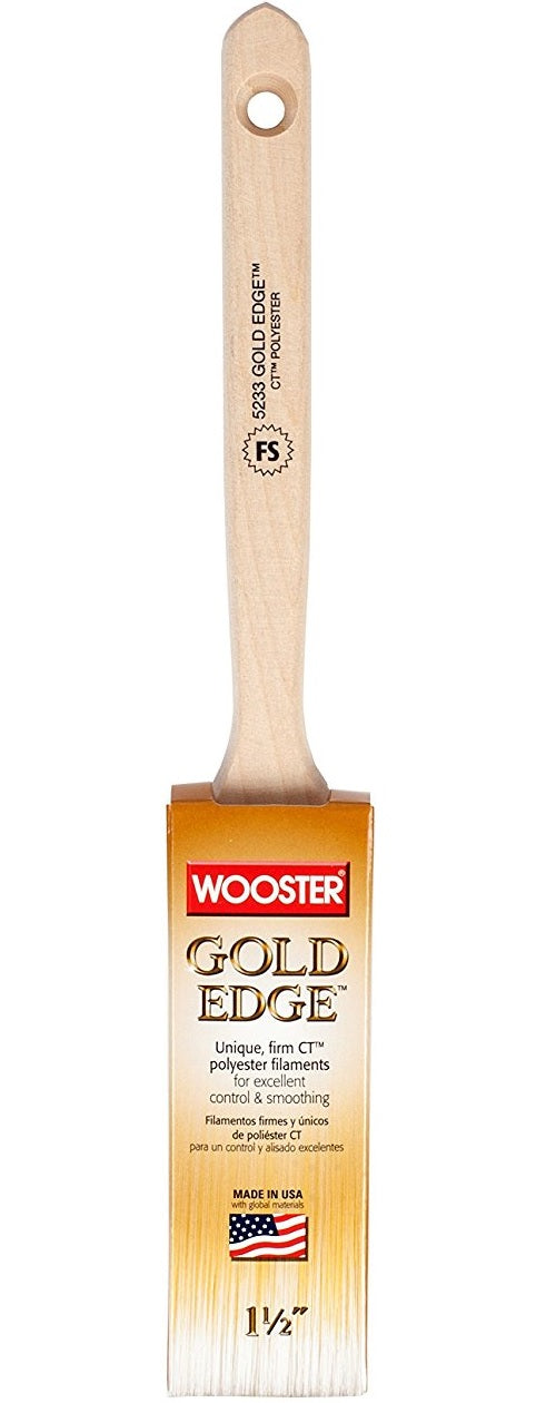 Wooster 5233-1 1/2 Gold Edge Flat Sash Brush, 1.5"