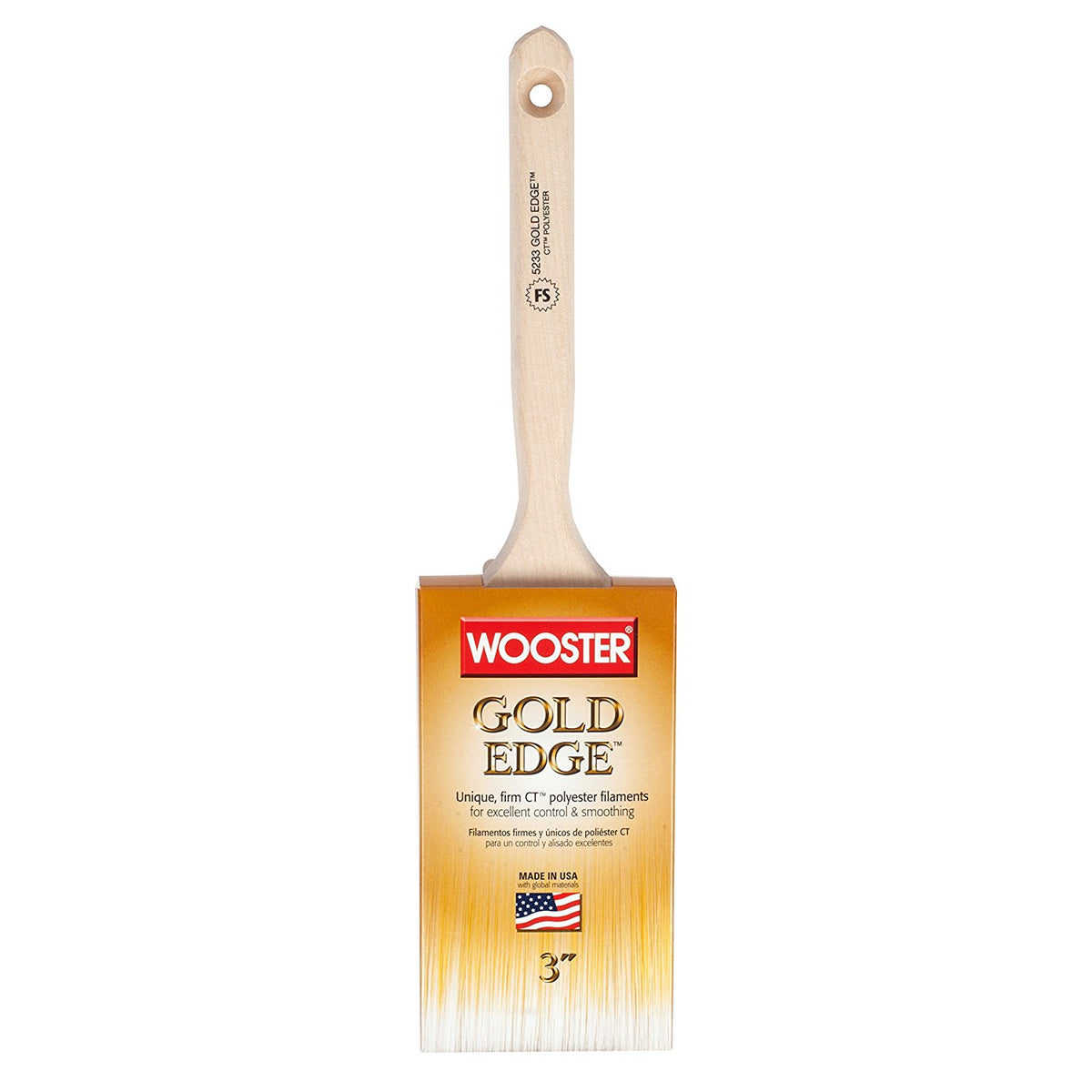 Wooster 5233-3 Gold Edge Flat Sash Brush, 3"