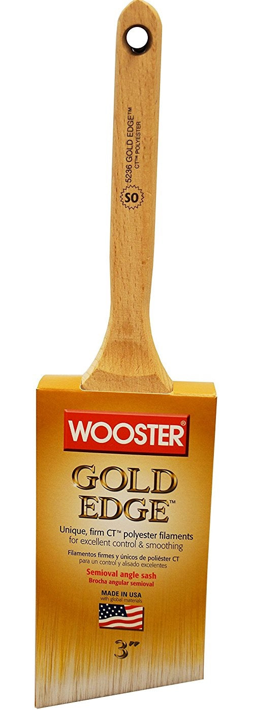 Wooster 5236-3 Gold Edge SemiOval Angle Sash Brush, 3"